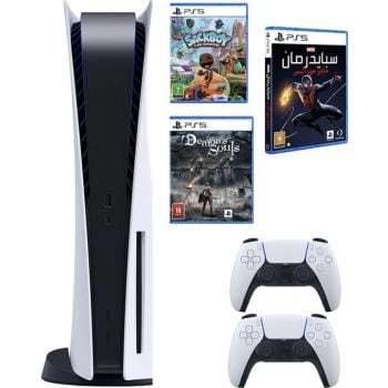 ZHK ELECTRONICS Playstation 5 + Extra Controller + Demon Souls + Marvel Spider Man Miles Morales + Sackboy A Big Adventure