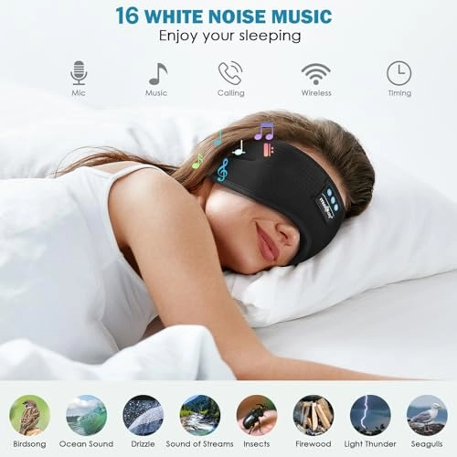 Bluetooth Sleep Headphones - 14 Hours Charcoal Black