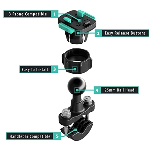 Motorcycle Metal Handlebar Mount - Waterproof Case 360 Degree Rotation