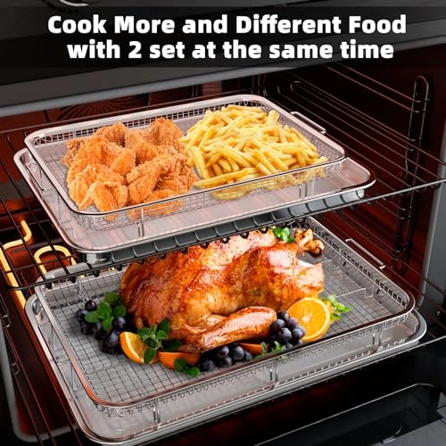Air Fryer Basket and Tray - Stainless Steel 2 Set