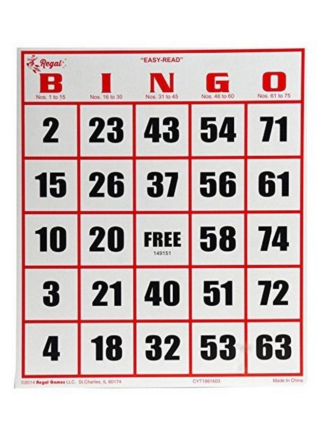 Regal Games Jumbo Bingo Cards - Reusable 50 Playing Cards