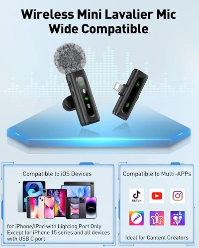 Wireless Lavalier Microphone - 2 Wireless Microphone Transmitters