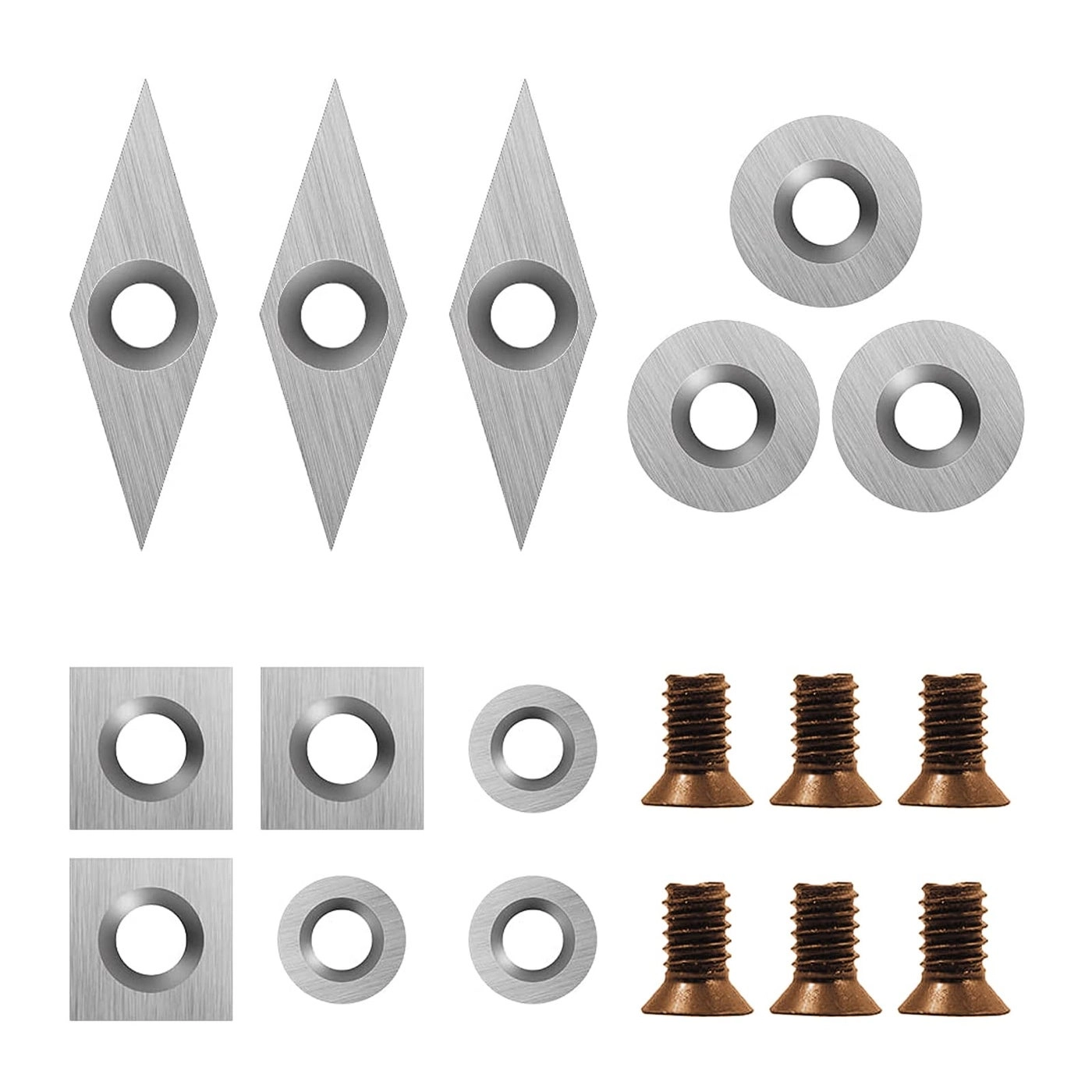 DEEFIINE Tungsten Carbide Cutters Inserts Set - 11 mm 12 mm 8.9 mm 30 x 10 mm 18 Pieces