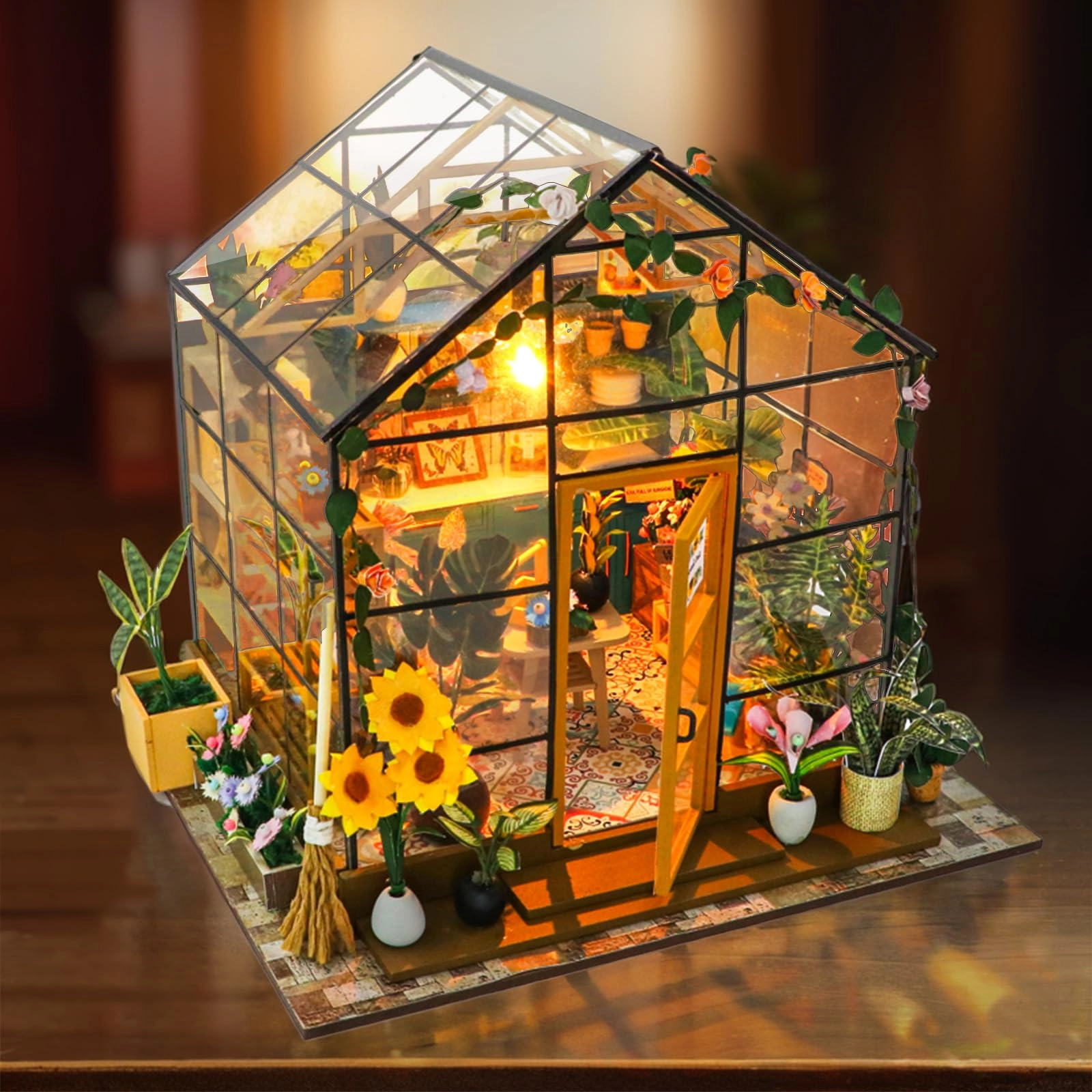 JONRRYIN Miniature House - LED Lamp Wood