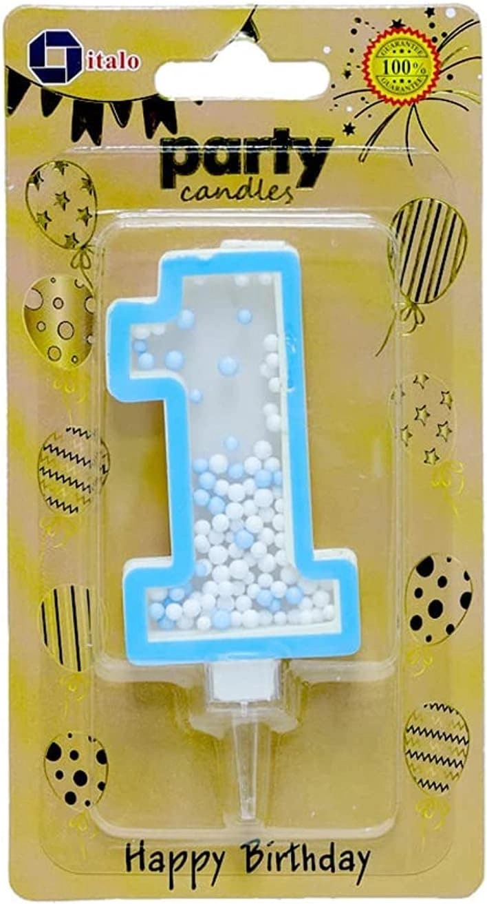 AL ARQAM LLC 1 Number Foam Balls Birthday Candle - Blue