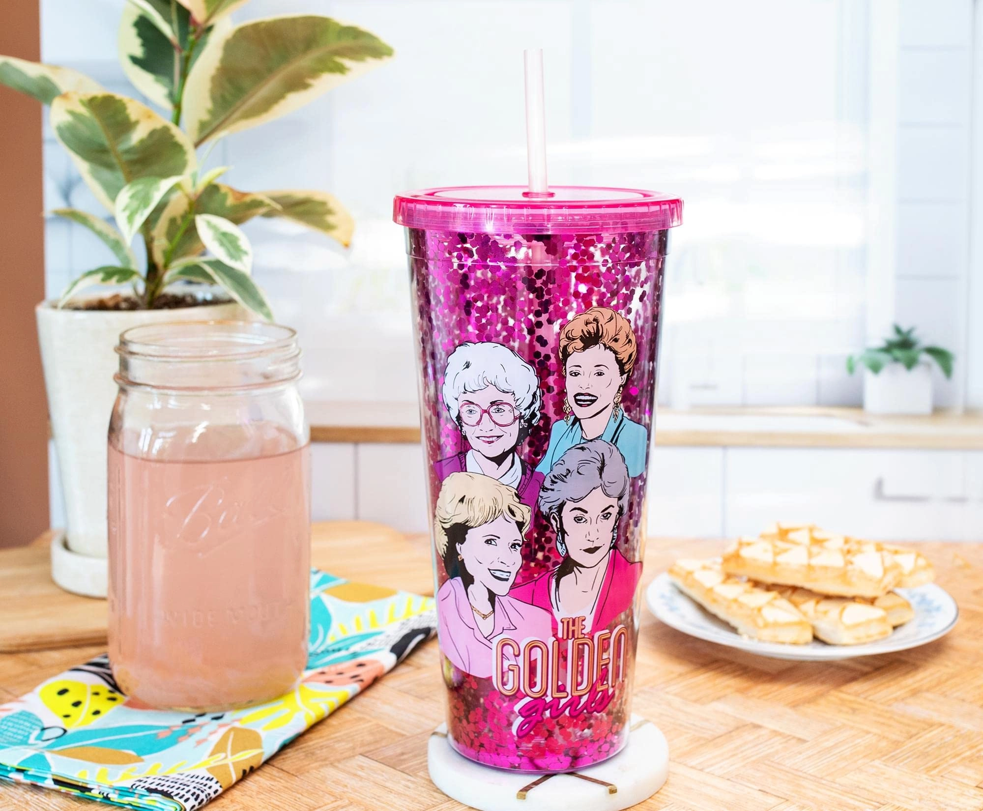 The Golden Girls Confetti Cold Cup - 1 pcs Carnival Lid Straw