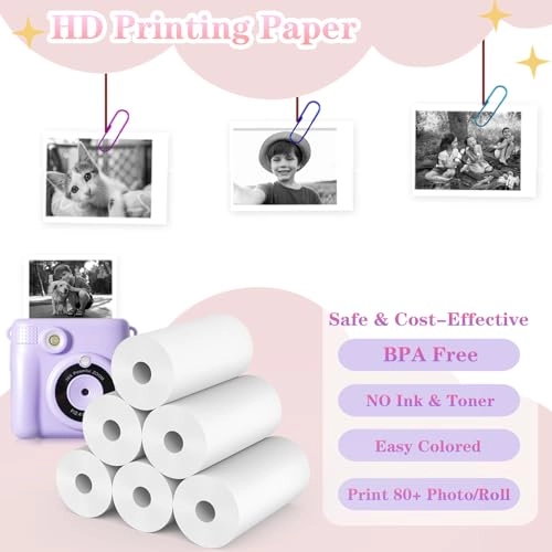 Kids Camera Instant Print Refill Paper - 16 Rolls 56mm
