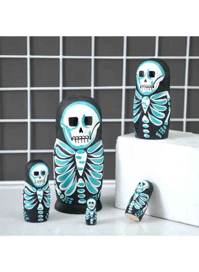 Generic Skeleton Nesting Doll - Wooden Black Ages 3+