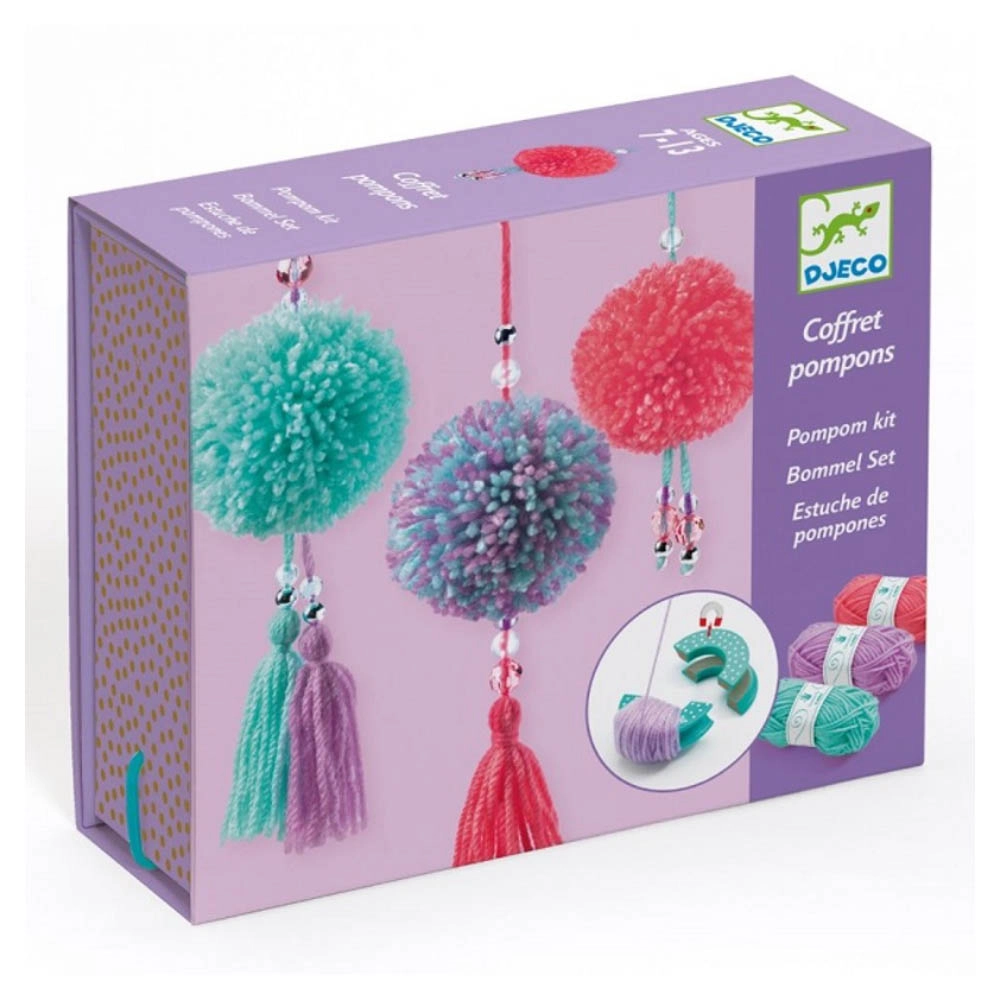 DJECO Pendant Pompoms - Pompom Set Suitable for 7 to 13 yrs