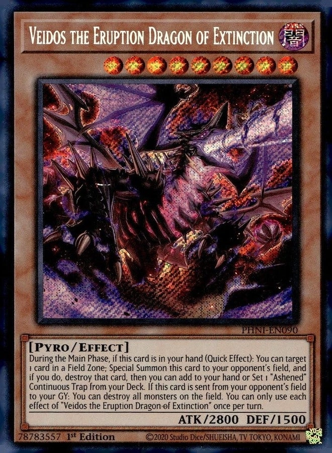 Yu-Gi-Oh! Veidos The Eruption Dragon of Extinction PHNI-EN090 - Secret Rare 1st Edition