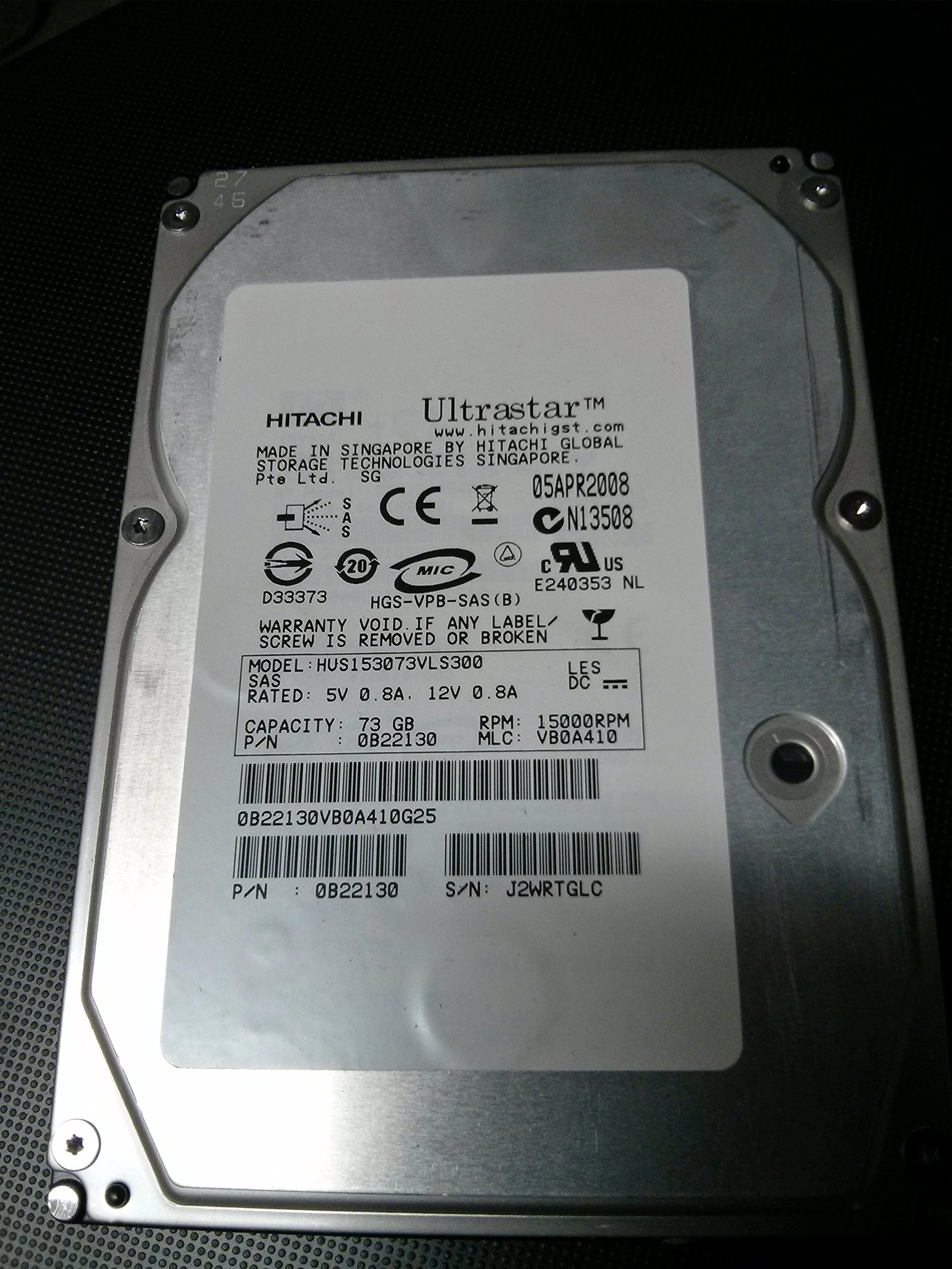 Hitachi Ultrastar 3.5" 15000rpm 16MB SAS 3Gb/s (0B22130-) - 73GB