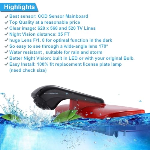 Rear View Camera - Night Vision 628 x 586 pixels + 7 inch monitor - 7 Inches