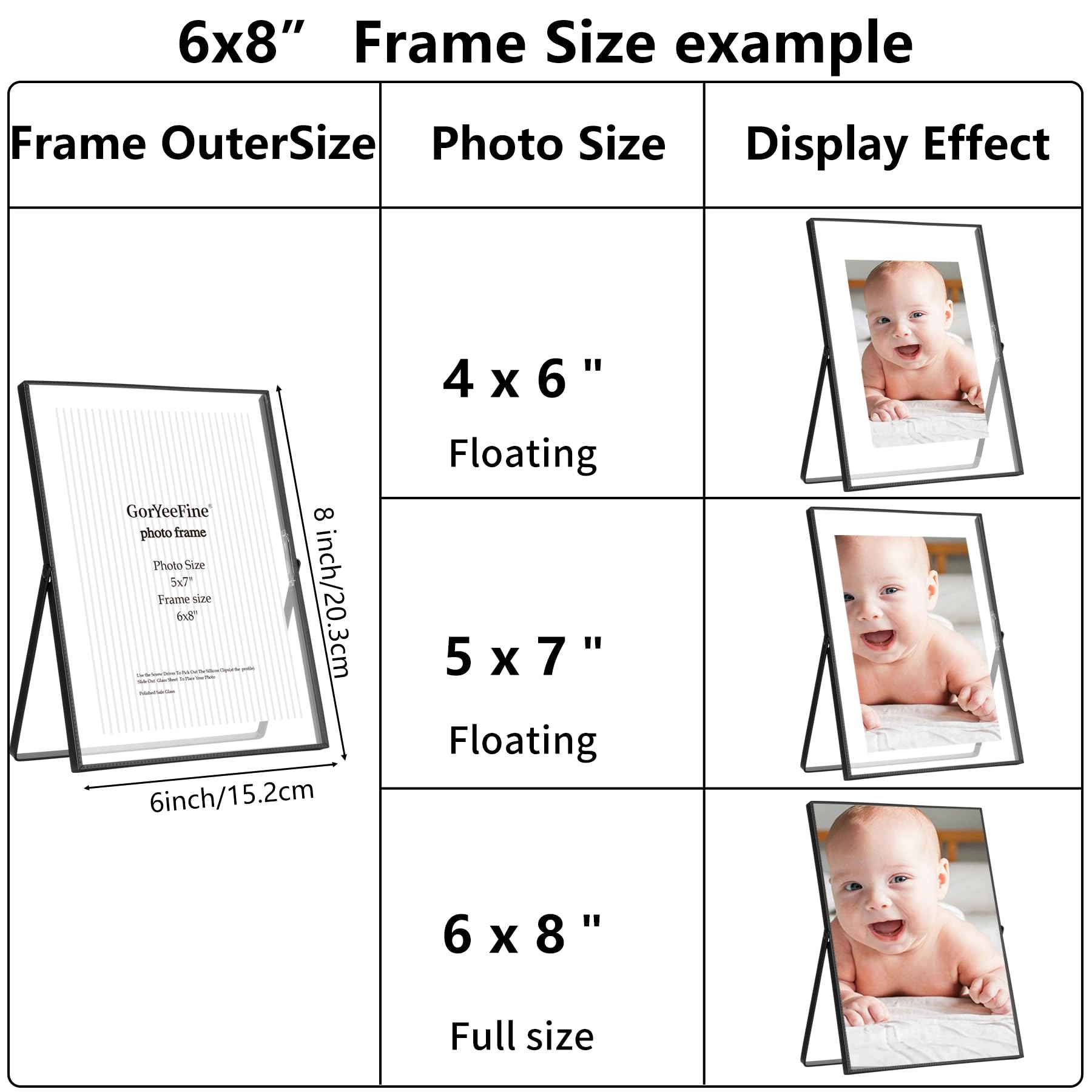 Floating Photo Frame - 6x8'' Set