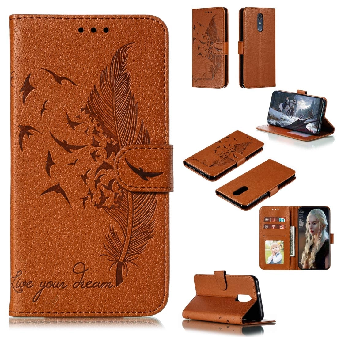 Feather Pattern Litchi Texture Horizontal Flip Leather Case For LG Stylo 4