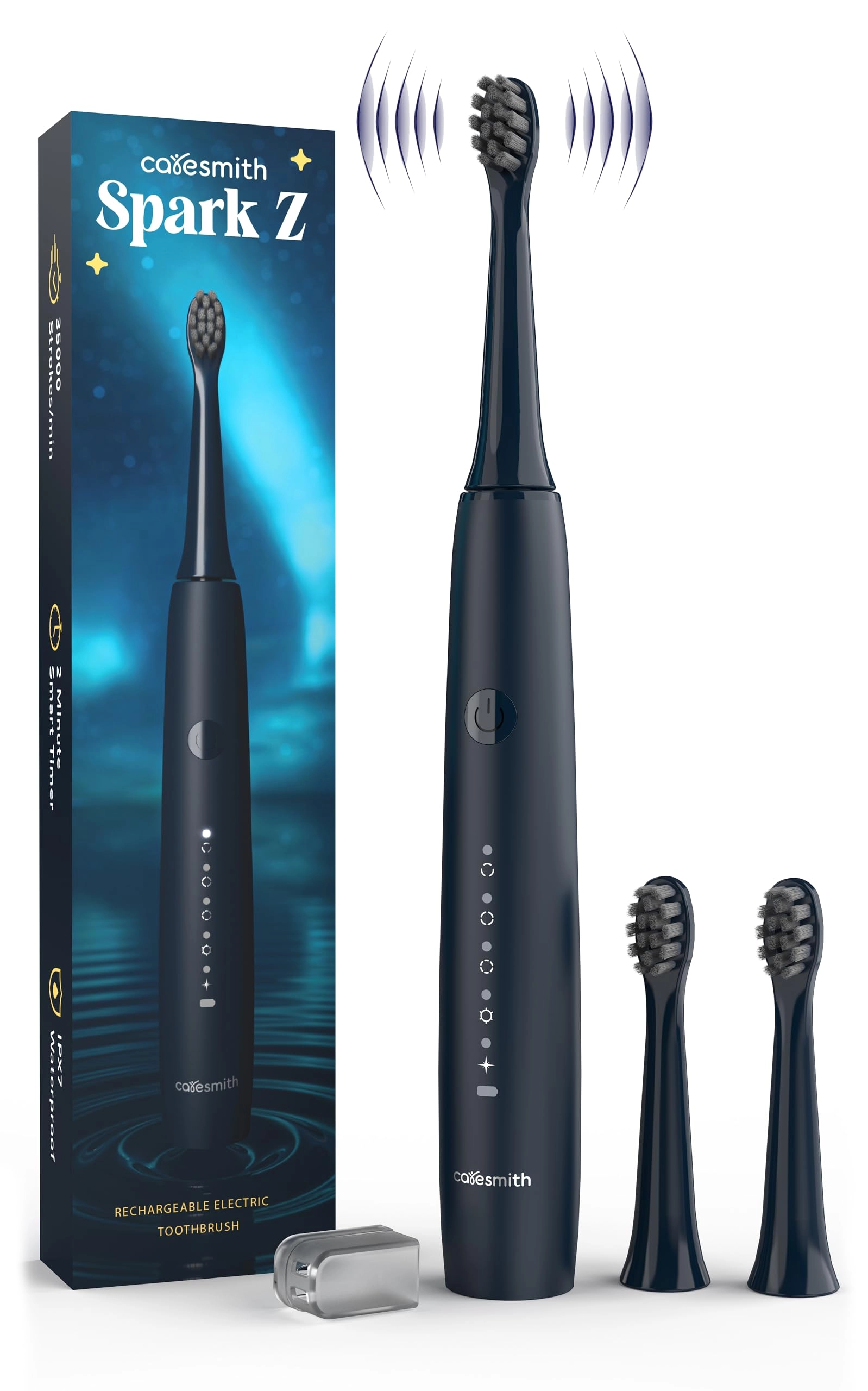 CARESMITH Spark Z - 3 Brush Heads 35000 Sonic Vibrations USB Type C
