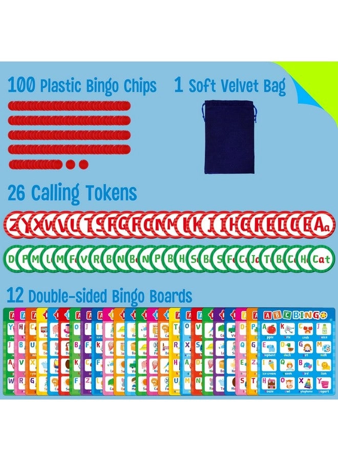 Alphabet & CVC Bingo Game, - Ages 4 and up 12 pieces