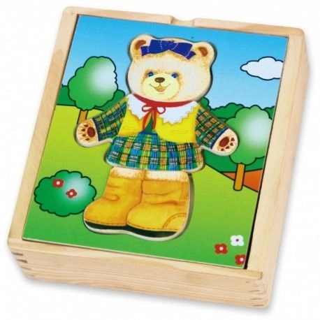 VIGA Wooden Dressing Up Puzzle Girl Bear - 18 Months 18 pieces