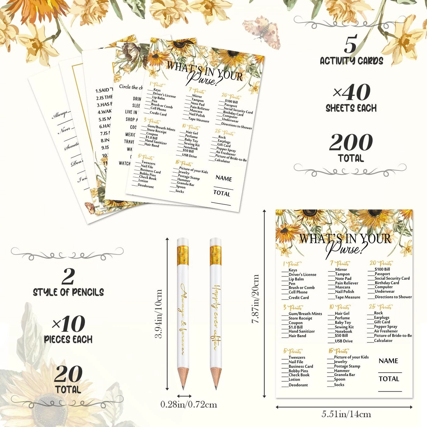 Bridal Shower Game Set - 220 Pieces