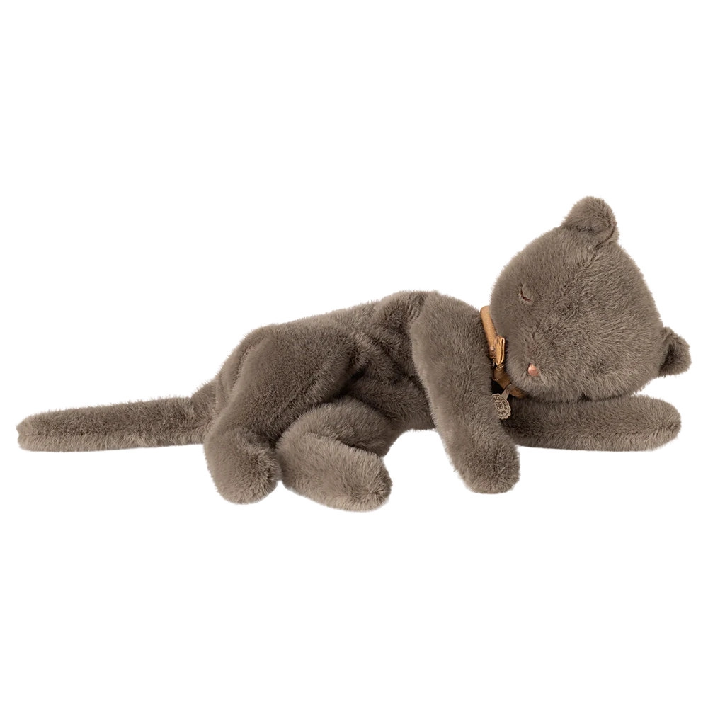 Maileg Sleeping Kitten Plush - Medium Grey