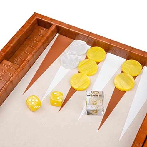 Backgammon Set - Medium Chestnut Vegan Leather
