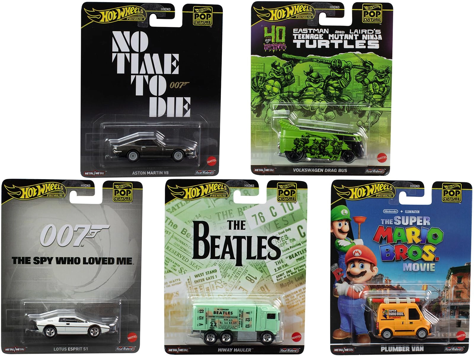 Hot Wheels Models HXD63-956D - Pop Culture 2024 Premium Series Diecast Model Cars Set