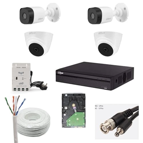 Camera + DVR + Hard Disk + Wire - 2 Bullet Cameras 2 Dome Cameras 4CH 2MP