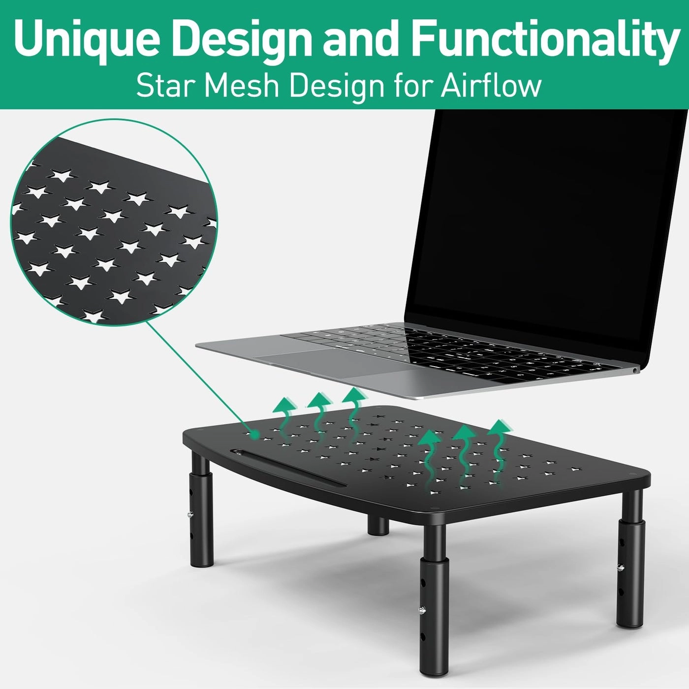 Monitor Stand Riser - Metal Drawer 3 Height Adjustable Phone Holder Pack