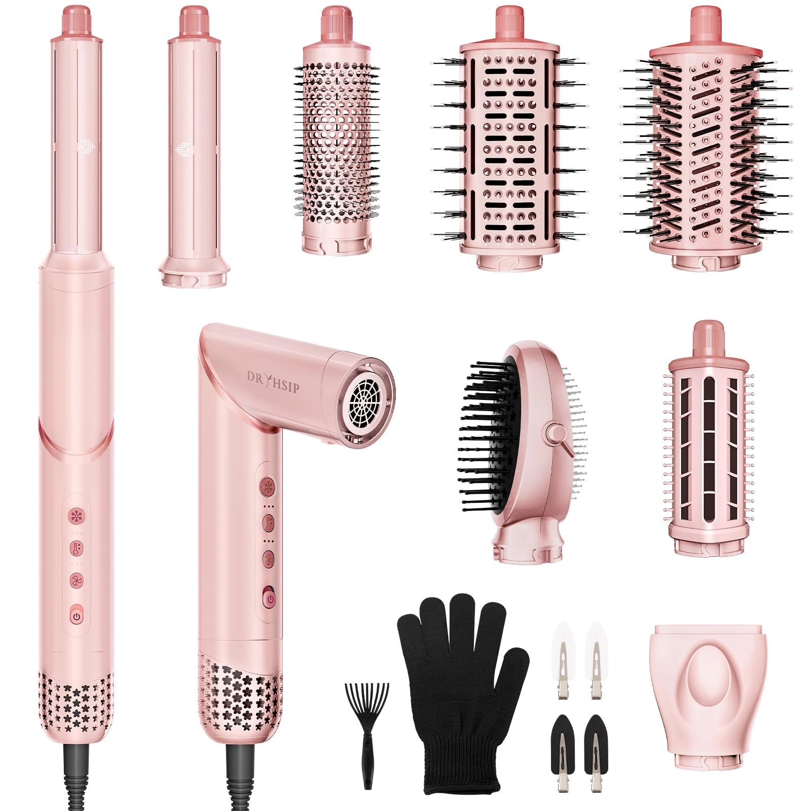 Dryhsip 8 in 1 Hair Styler - 1400W Pink