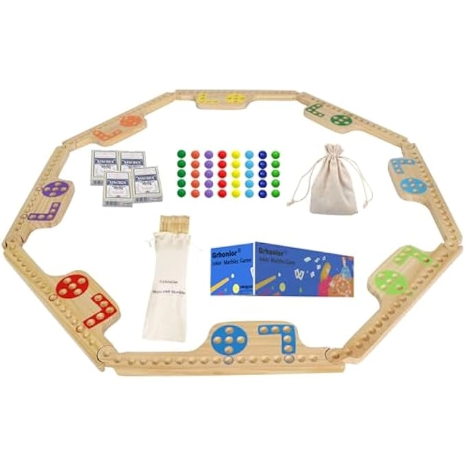 Jokers and Marbles - 8 Solid Wood Boards 40 Marbles 4 Decks of Cards