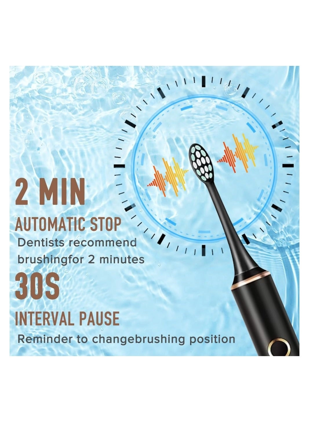 Electric Toothbrush - 4 Brush Heads 6 Modes IPX7 Waterproof