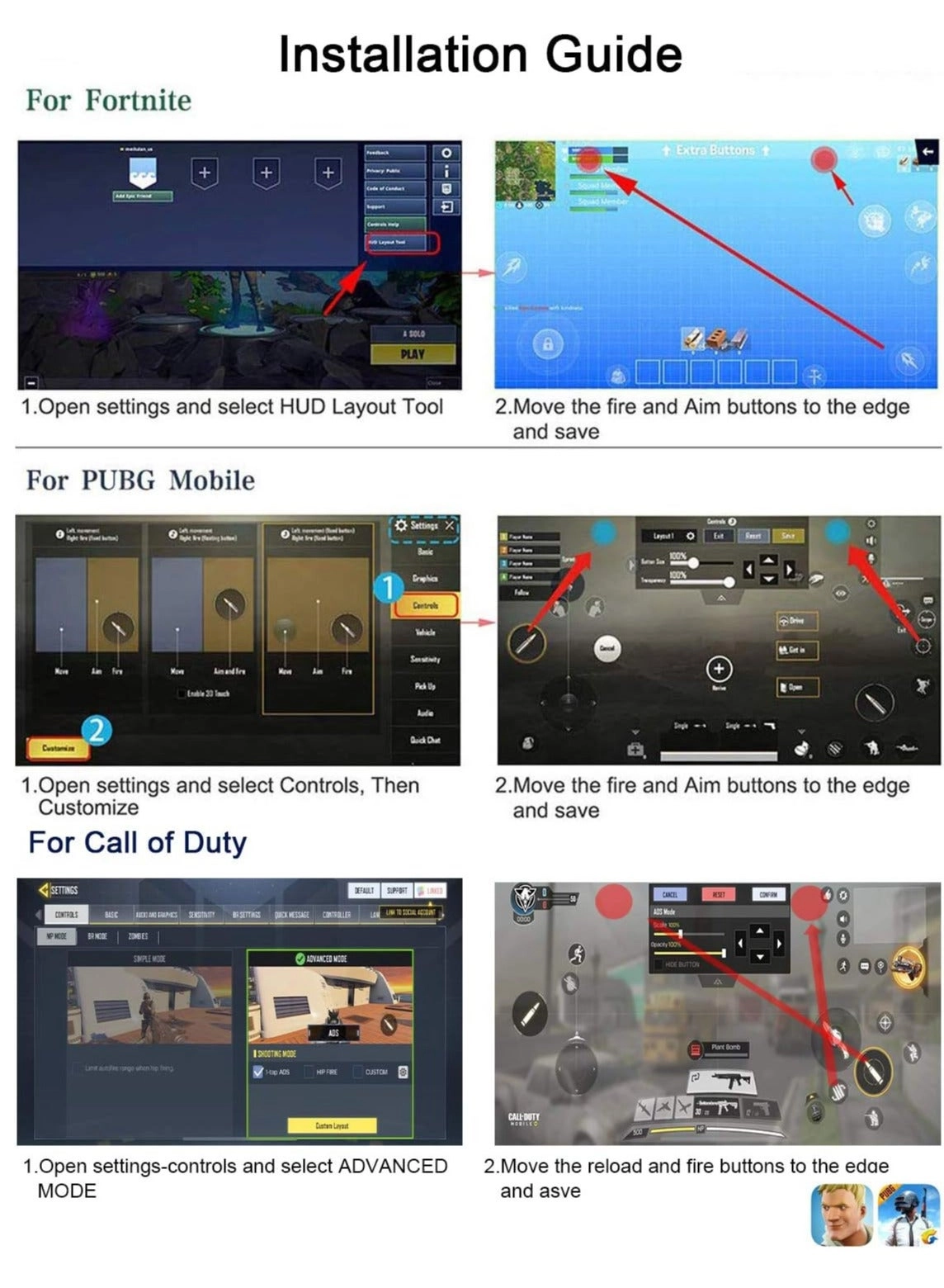 Mobile Game Controller - PUBG Mobile Call Of Duty Mobile Critical Ops Rules of Survival Knives Out Cross Fire Terminator 2 Judgment Day Survivor Royale