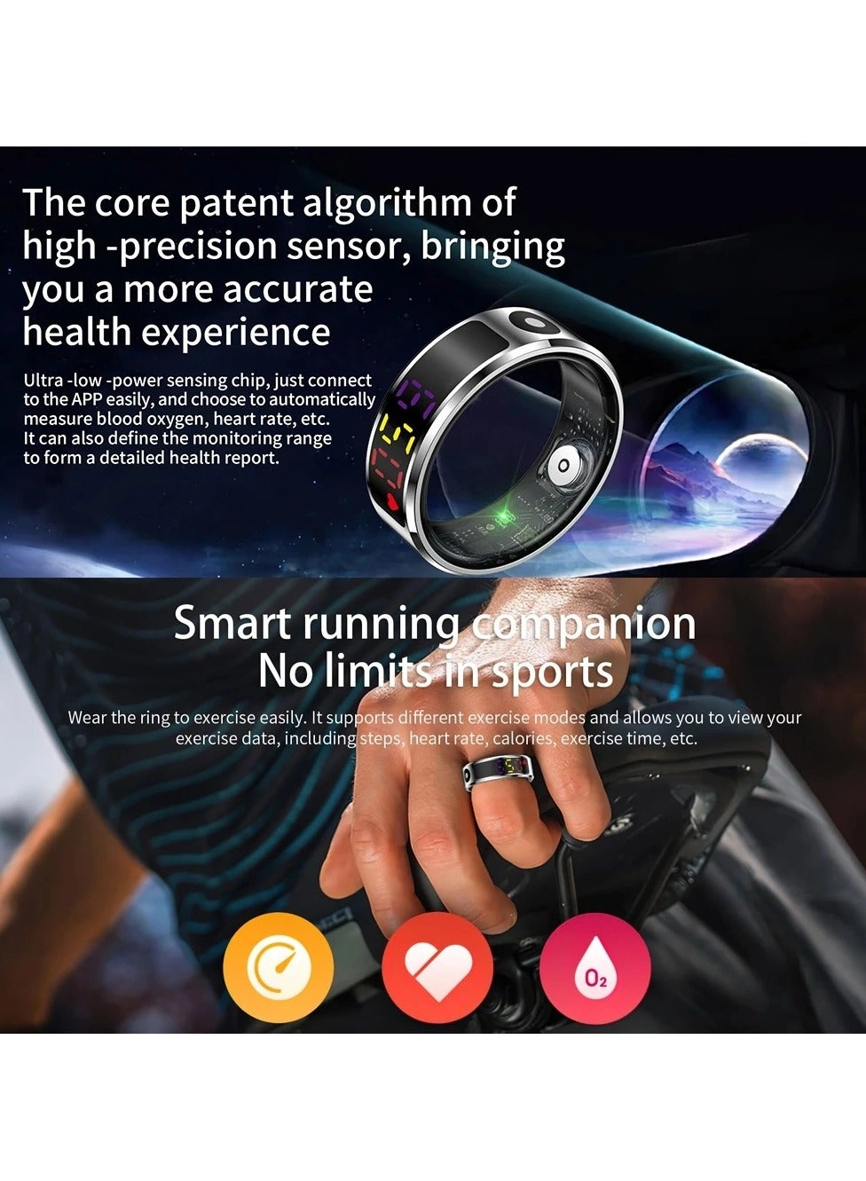 SR09 - Smart Ring IP68 Waterproof Heart Rate Monitor