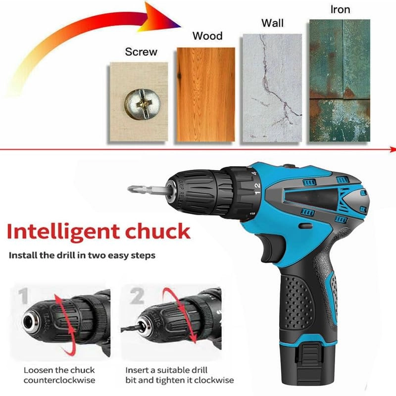 12V Liion Dual Speed Keyless Chuck Drill - 1.5Ah