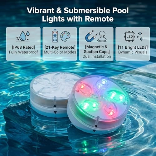 Submersible LED Pool Lights - Battery Powered RGB Color Changing 2pcs