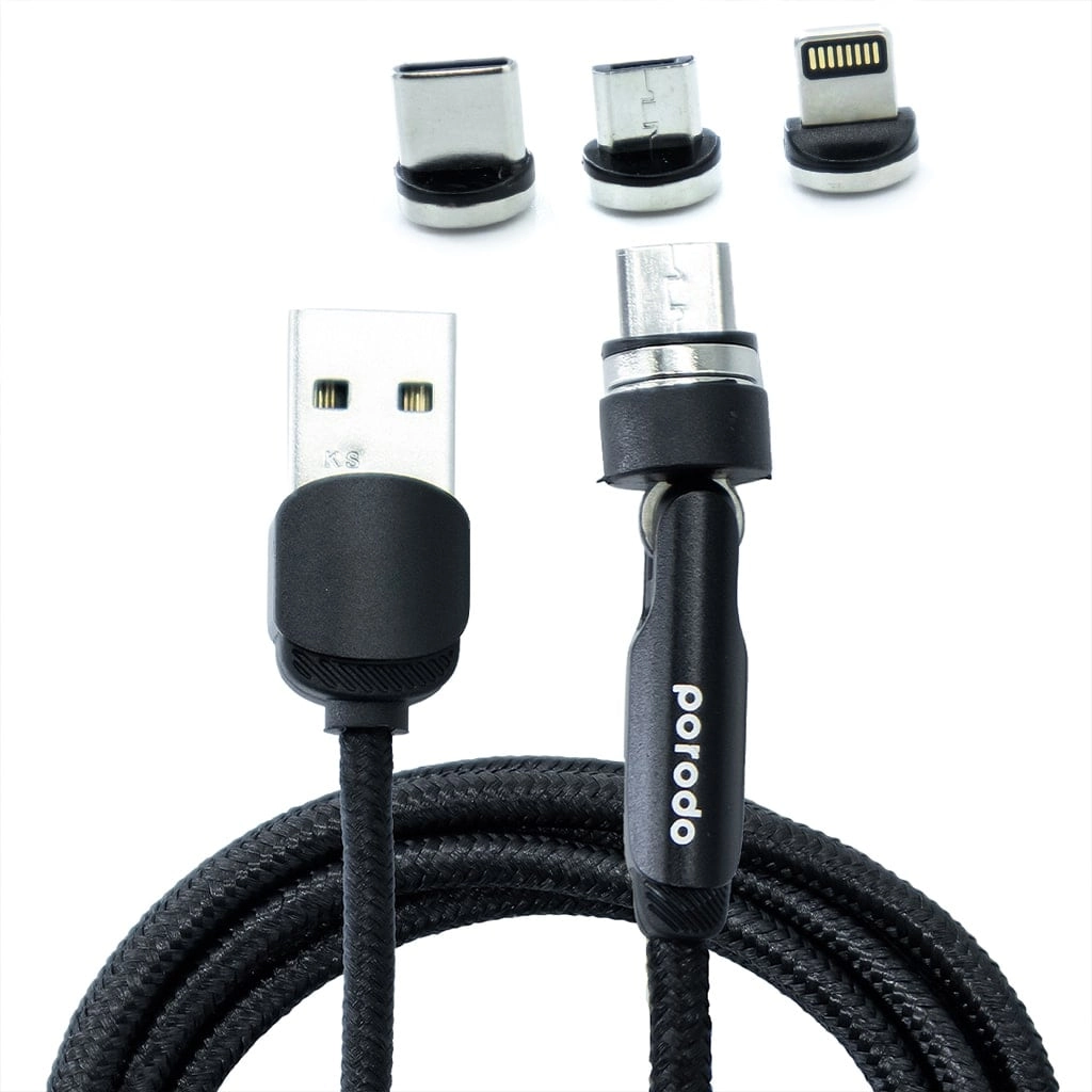 Porodo 3in1 Cable 18W Micro-USB to Type-C 1m TPE