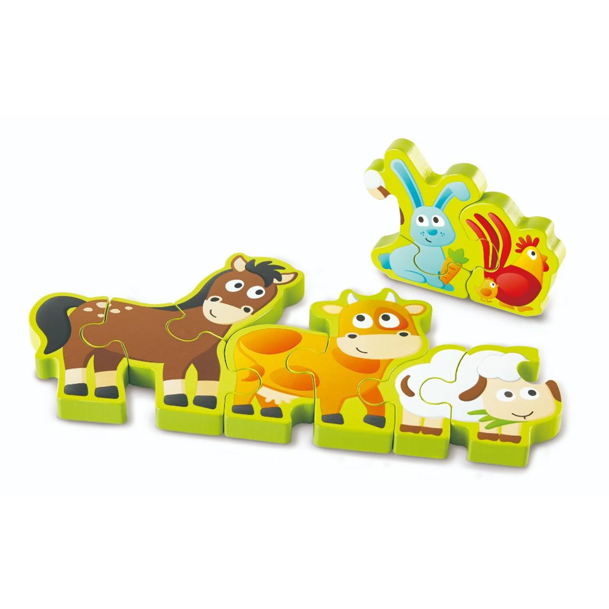 Double Sided Numbers And Farm Animal Wooden Jigsaw Puzzle - 3 + 10 pieces
