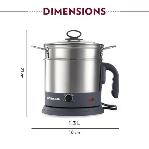 Electric Steel Kettle with Steamer - 1.3L