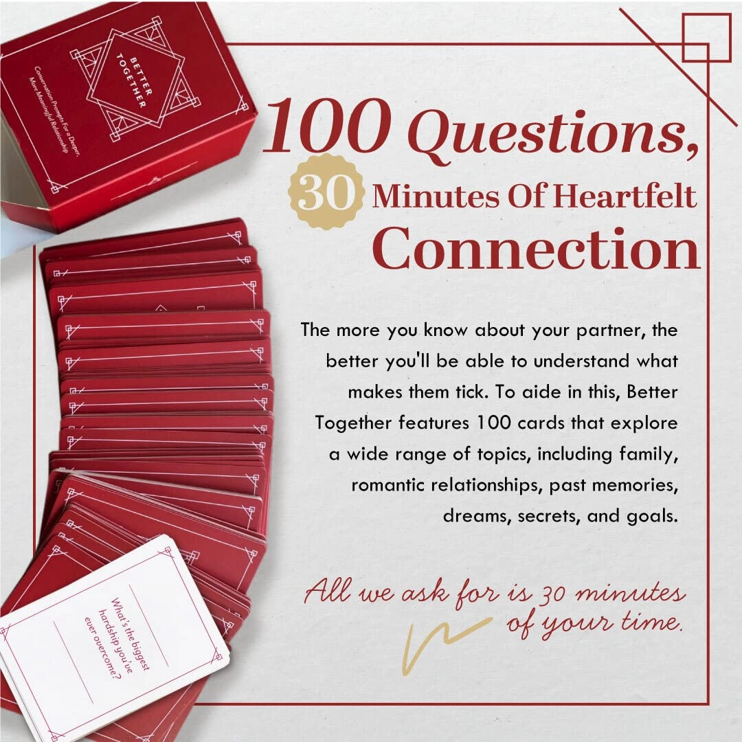 Honest Conversation Starter - 100 Romantic & Deep Questions Relationship Card Game