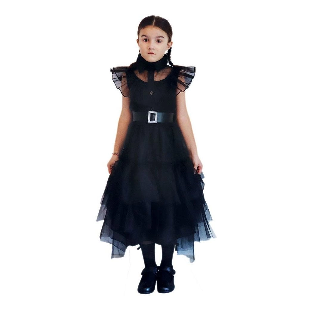 MAD TOYS Wednesday Addams Prom Fancy Black Dress - 3-4 Years