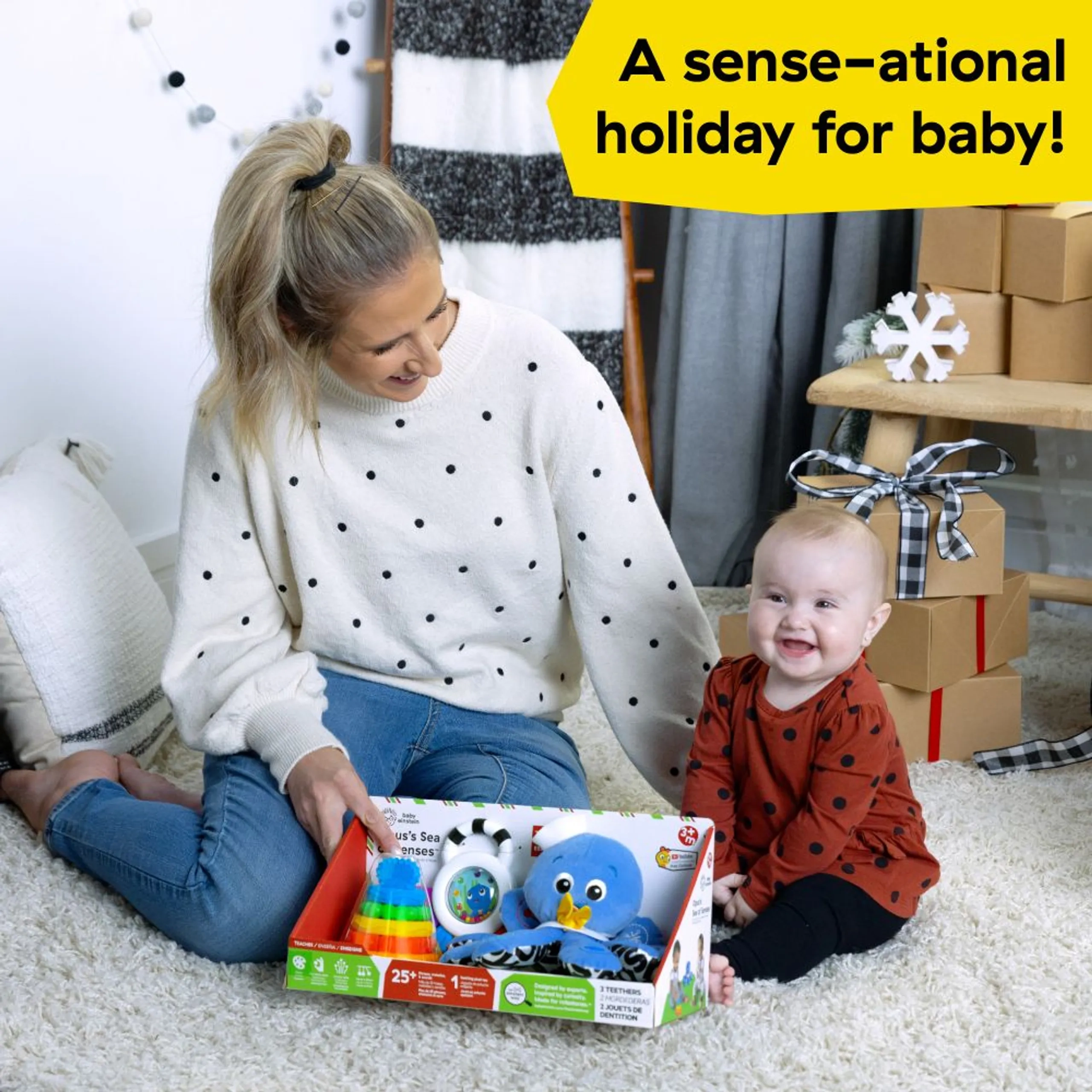 Opus Sensory Rattle & Teether + Octoplush Musical Toy + Stack & Teethe Teether Toy - Suitable for 3 to 12 mo