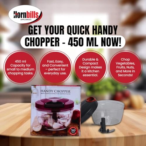Vegetable Manual Chopper - 500ml 3 Blades