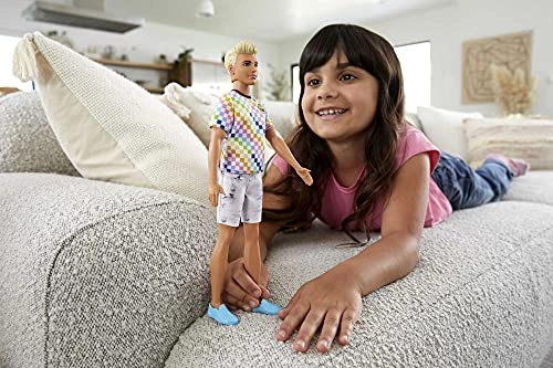 Ken Fashionistas Doll 174 - Plastic Blonde Checkered Shirt Ages 3+