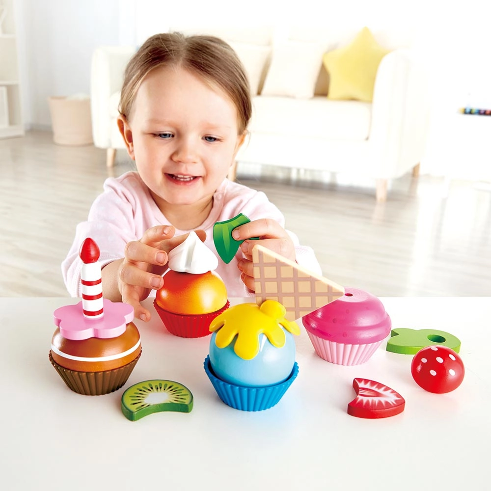 Wooden Cupcake Playset with Toppings - 18pcs (BDM-E3157)