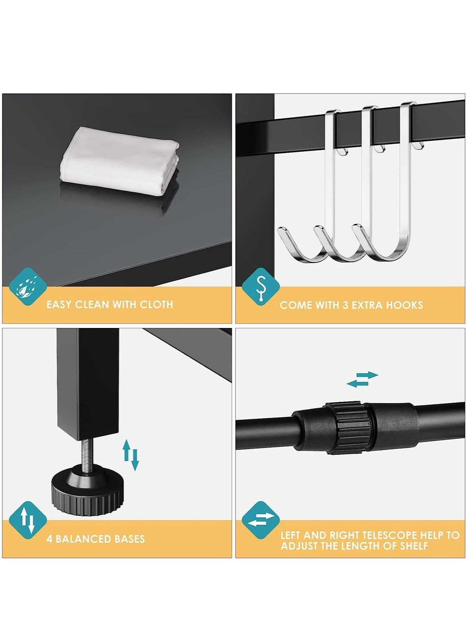 Microwave Oven Rack - Single Layer 6 Hook
