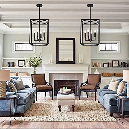 Vintage Chandeliers - Black 4-Lights Iron