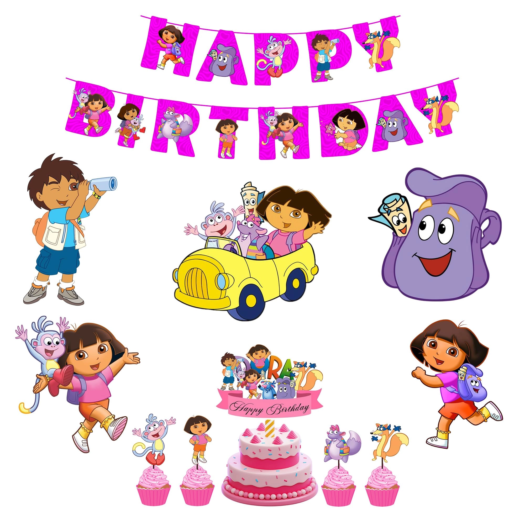 Partyjoy Dora The Explorer Kit - 1 Pack Birthday, Children's Party, Theme Party