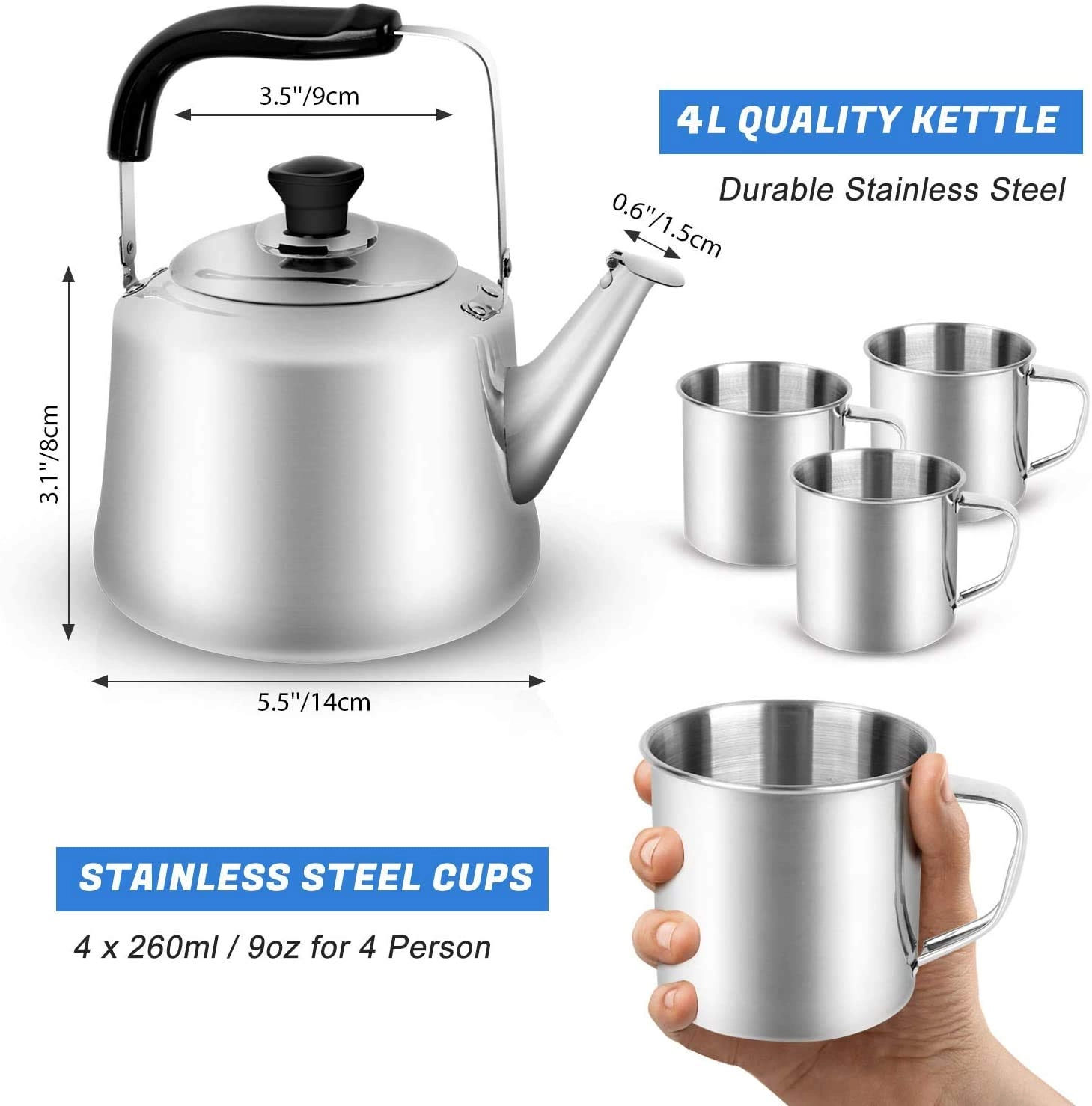 Camping Kettle Set - 4L 4 Cups