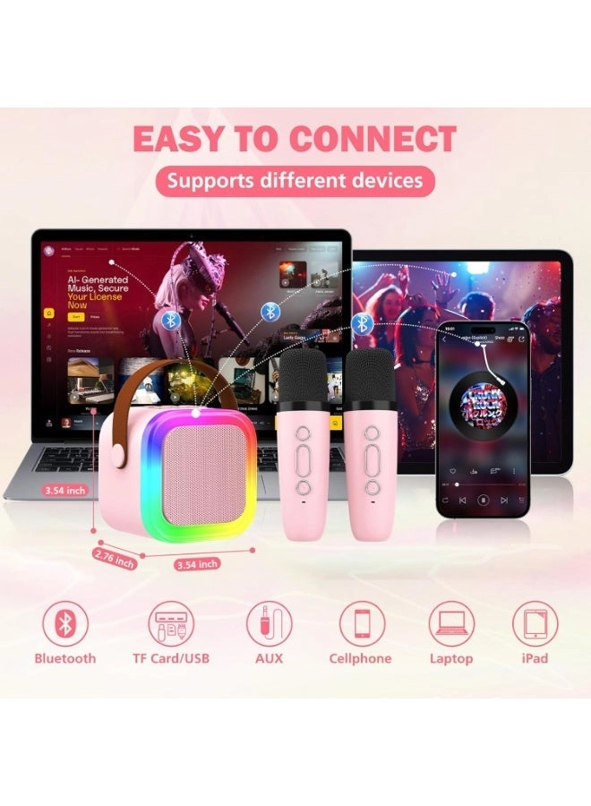 Mini Karaoke Machine - 2 Wireless Microphones