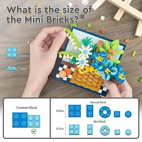 Blue Rose Building Kit - Beech Wood Bouquet Set