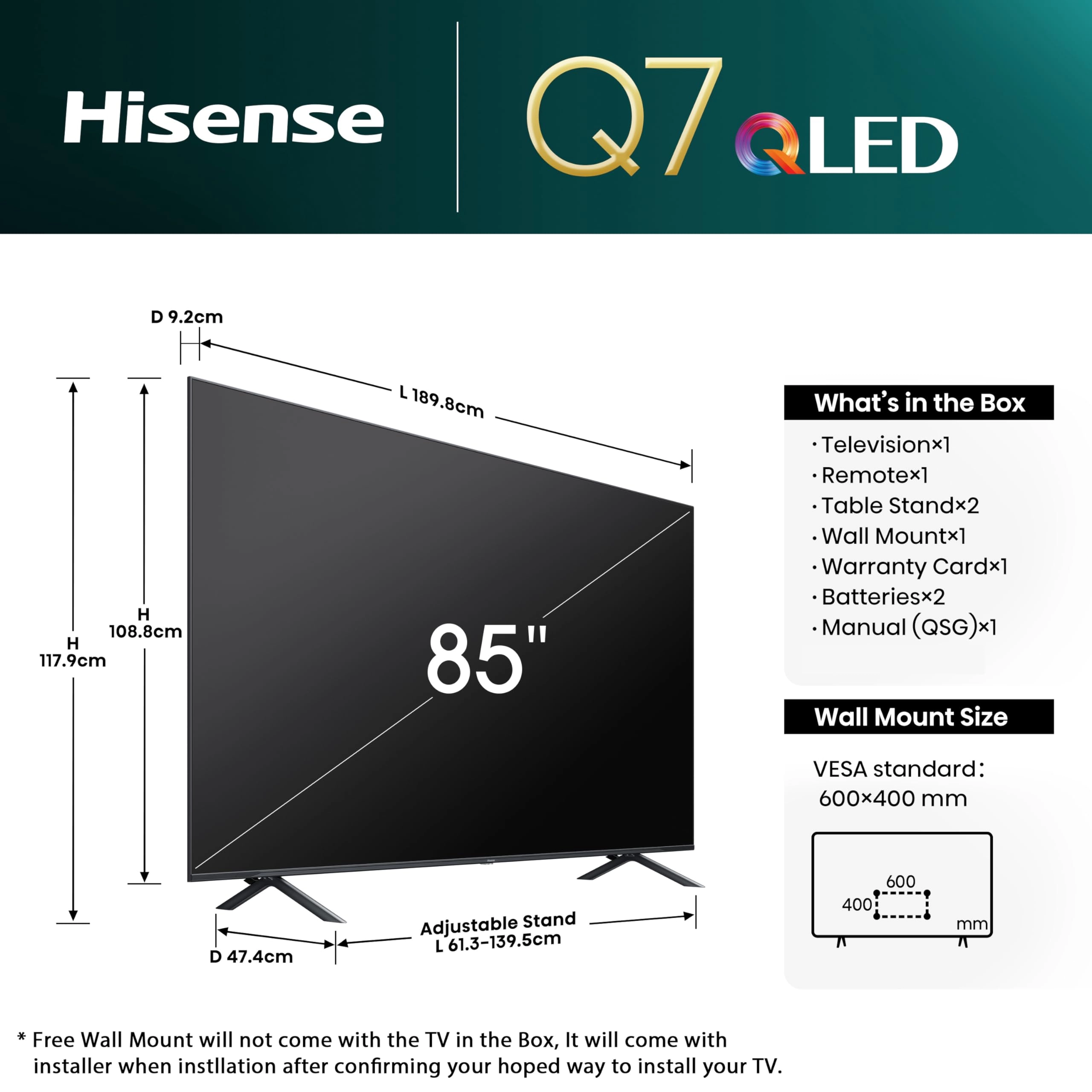 85Q7N - 85 inches